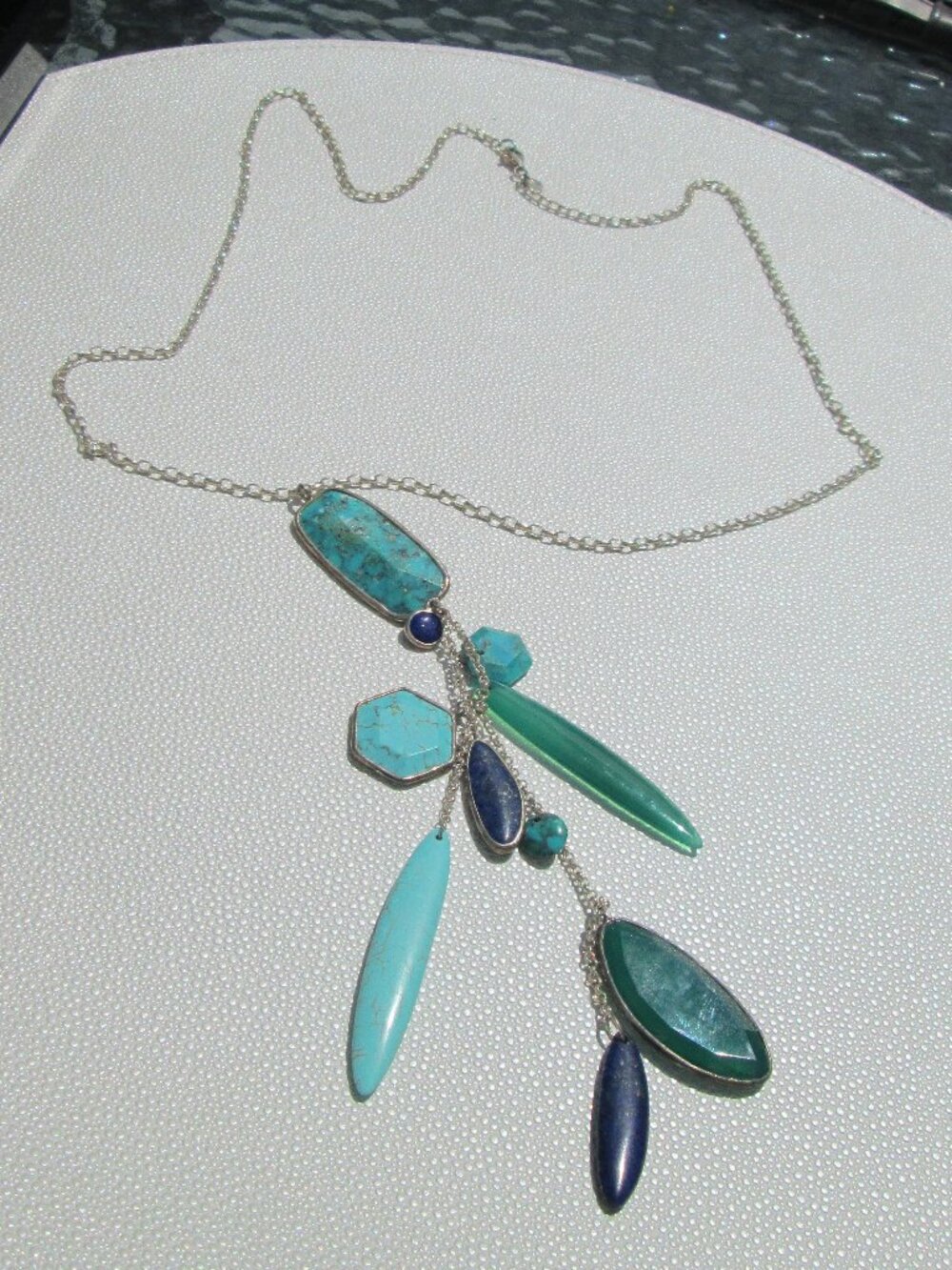 Silpada Go Geo 925 Sterling Silver Agate Lapis Necklace
